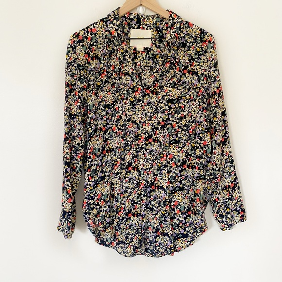 Anthropologie Maeve Matilda Buttondown Tiny Floral Shirt Multi size Large - Picture 5 of 10